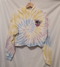 Psycho Tuna Neon Geo Tuna Cropped Hoodie Women Small Sunny Daze Yellow Tie Dye