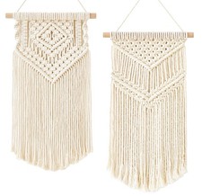 2PCS Macrame Wall Hanging Boho Woven Tapestry Decor Bedroom Dorm