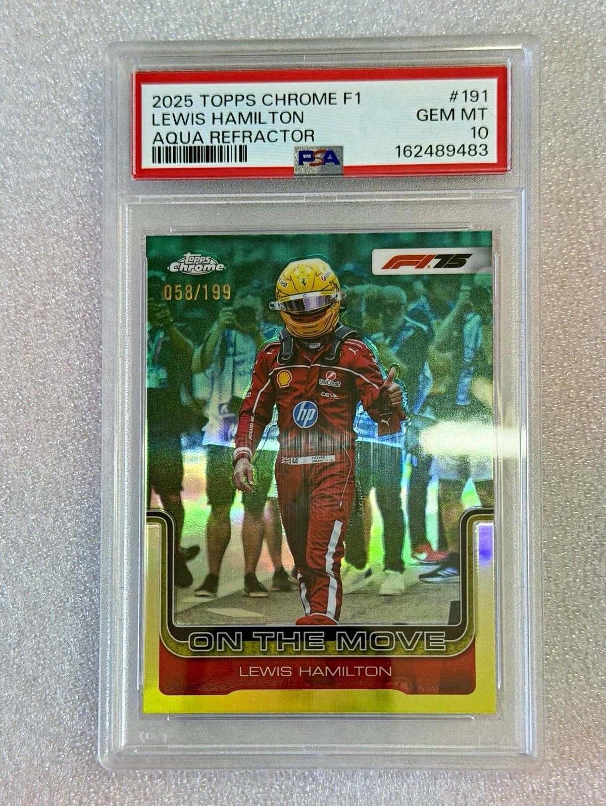 2025 Topps Chrome Formula 1 F1 Lewis Hamilton On the Move Aqua /199 #191 view 1