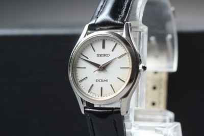 Vtg 1994 [N MINT] Seiko Exceline 4J41-0AM1 Silver Round 24mm Quartz Ladies Watch