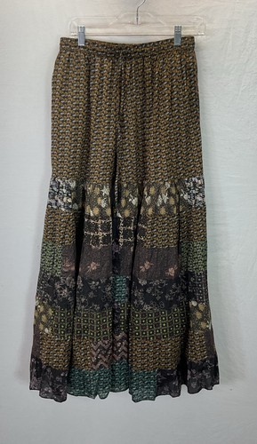 Earthbound Trading Co Womens Boho Geometric Print Wide Leg Pants Sz M Pallazo
