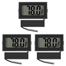 3pcs Black Digital LCD Thermometer Temperature Monitor with Fahrenheit