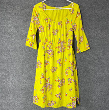 Old Navy Dress Womens Small Yellow Floral Long Sleeve Lightweight Belted Midi