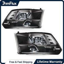 Dimflux Headlight 2009-2018 For Dodge Ram 1500 2500 3500 4500 5500 Black Housing