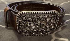 Ariat Western Girls Belt Youth Leather Embossed Floral Studded Brown A1303602