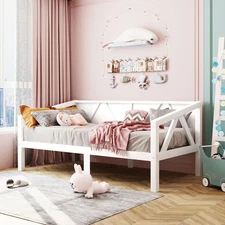 Twin/Full Size Daybed Wood Frame Sofa Bed w/ Wood Slat Support for any Room