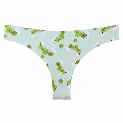 Splendies No-Show St Patrick s Day LUCKY CLOVER THONG Panties 2X 18/20 Laser Cut
