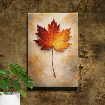 Autumn Maple Leaf Wall Art Botanical Canvas Print Fall Nature Decor