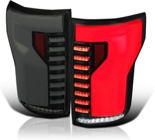 Black Smoke Lightning Style LED Tail Lights w/White LED Sequential Turn Signa...