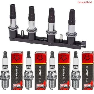 ERA Zündspule + 4x CHAMPION Zündkerze für Opel Corsa D S07 1.2 Chevrolet Aveo