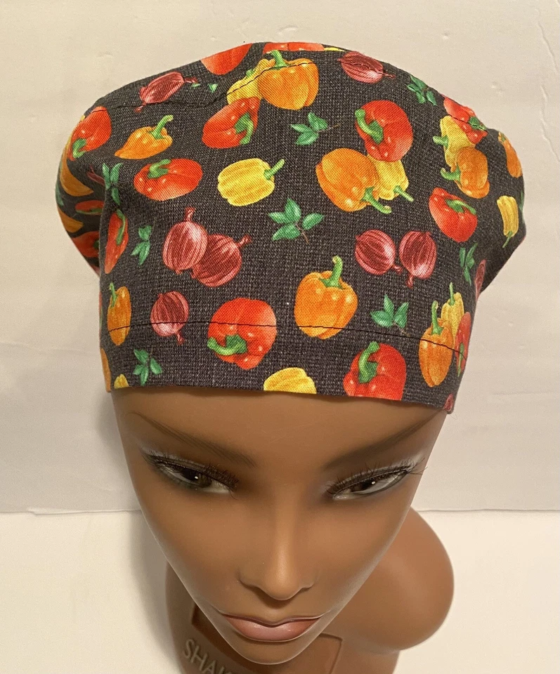 NUEVO Gorro Exfoliante Quirúrgico Estilo Euro Pimientos Brillantes, Pediátrico OR, Oficina, Sombrero Foto 4 de 4