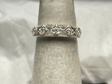 Sterling Silver 925 Ring with 5 Round Stones Bead Accents Size 6.75.