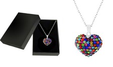 Multi Colored Bubble Heart Necklace in 925 Sterling Silver made with Swarovski