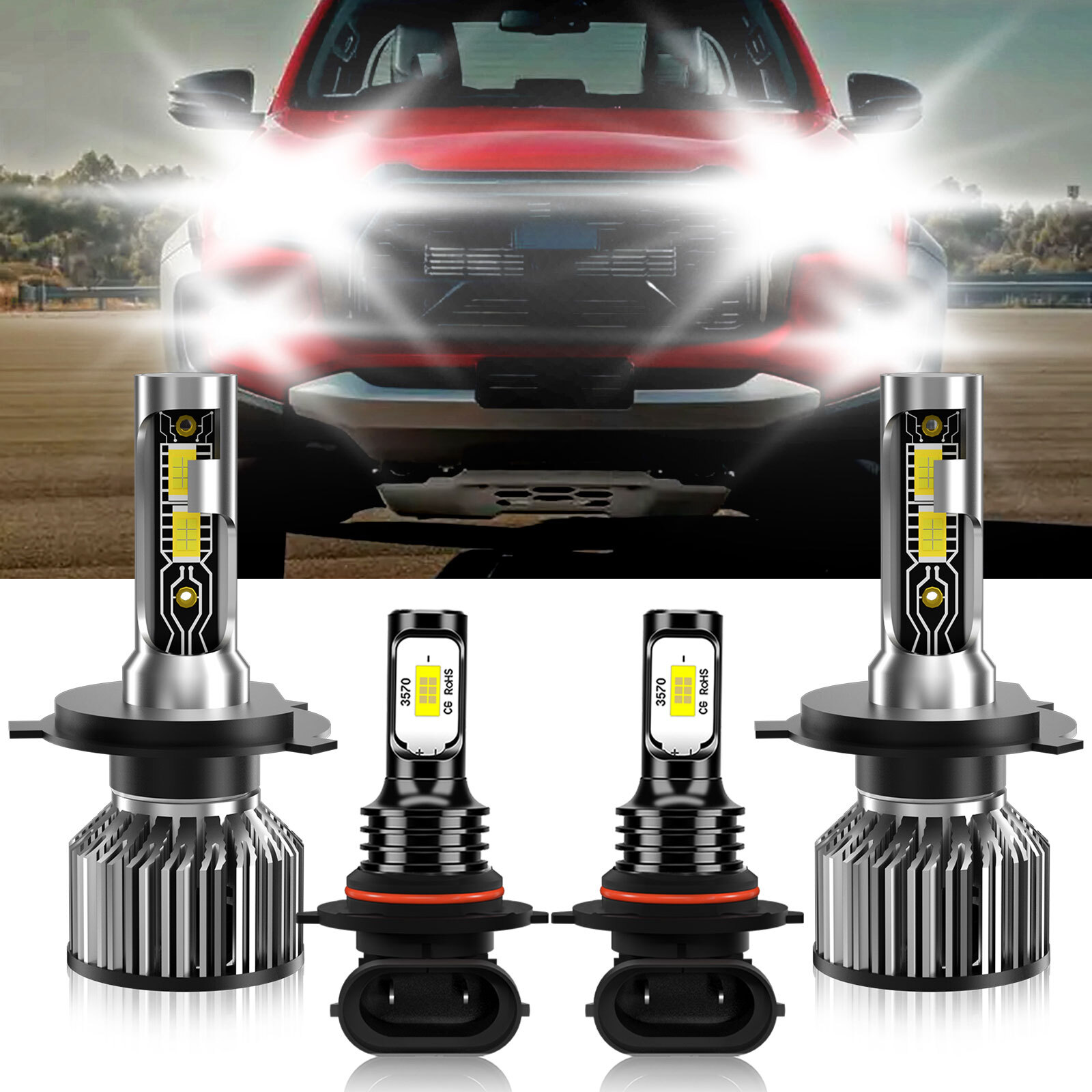 LED Headlight Bulbs High/Low Beam Fog Light white kit For Toyota Hilux 2005-2019