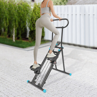 136kg/300lbs Gym Stair Stepper For Home Folding Vertical Climber Machine Black