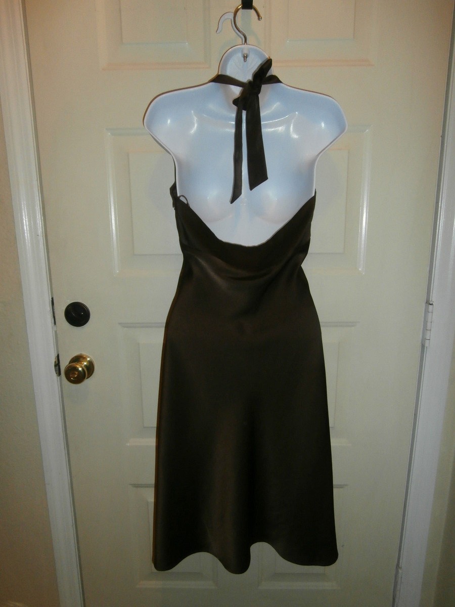 NEW BCBG Max Azria Brown Halter Dress 6 SMALL SATIN | eBay