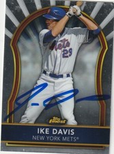IKE DAVIS NEW YORK METS  SIGNED 2011 TOPPS FINEST REFRACTOR CARD #54
