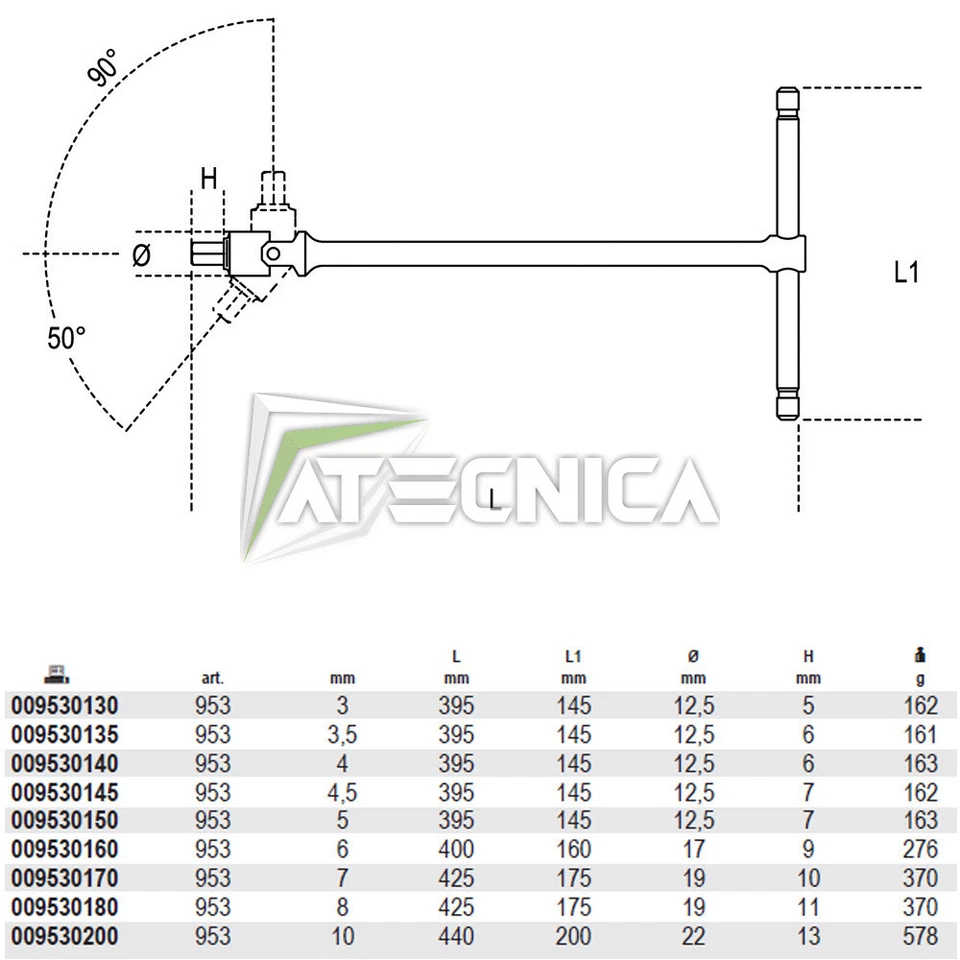 Inbusschlüssel Flexible Männlich bis T beta 953 Kelche Wein 3 A 10 MM Chrom - Bild 2 von 2
