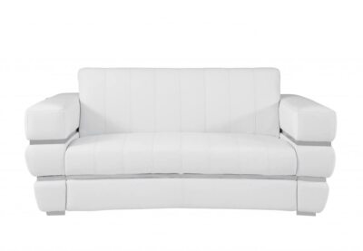 75 White And Silver Italian Leather Loveseat