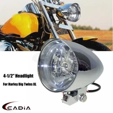 4.5" Bullet Visor Headlight Headlamp For Harley Big Twins Dyna Softail Sportster