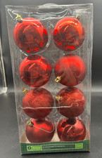 Christmas 8 Red Shatterproof Ornaments set Holiday Time