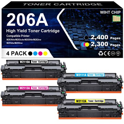 4PK 206A W2110A 206X Toner For HP Color Laserjet Pro MFP M283fdw M283cdw M283fdn