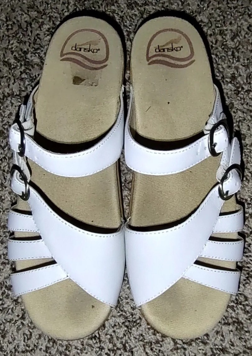 APL Sandali donna Dansko bianchi in pelle con tacco taglia 39 US 8 5 9