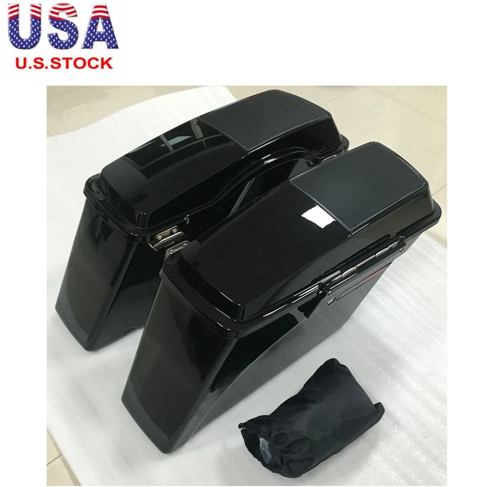 Alforjas rígidas con tapas de altavoz de 6x9" + pestillo negro y llaves aptas para Harley Touring 94-13 Foto 3 de 4