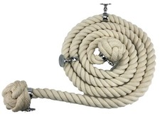28mm Natural Cotton Bannister Handrail Stair Rope x 11 FT c/w 4 Chrome Fittings