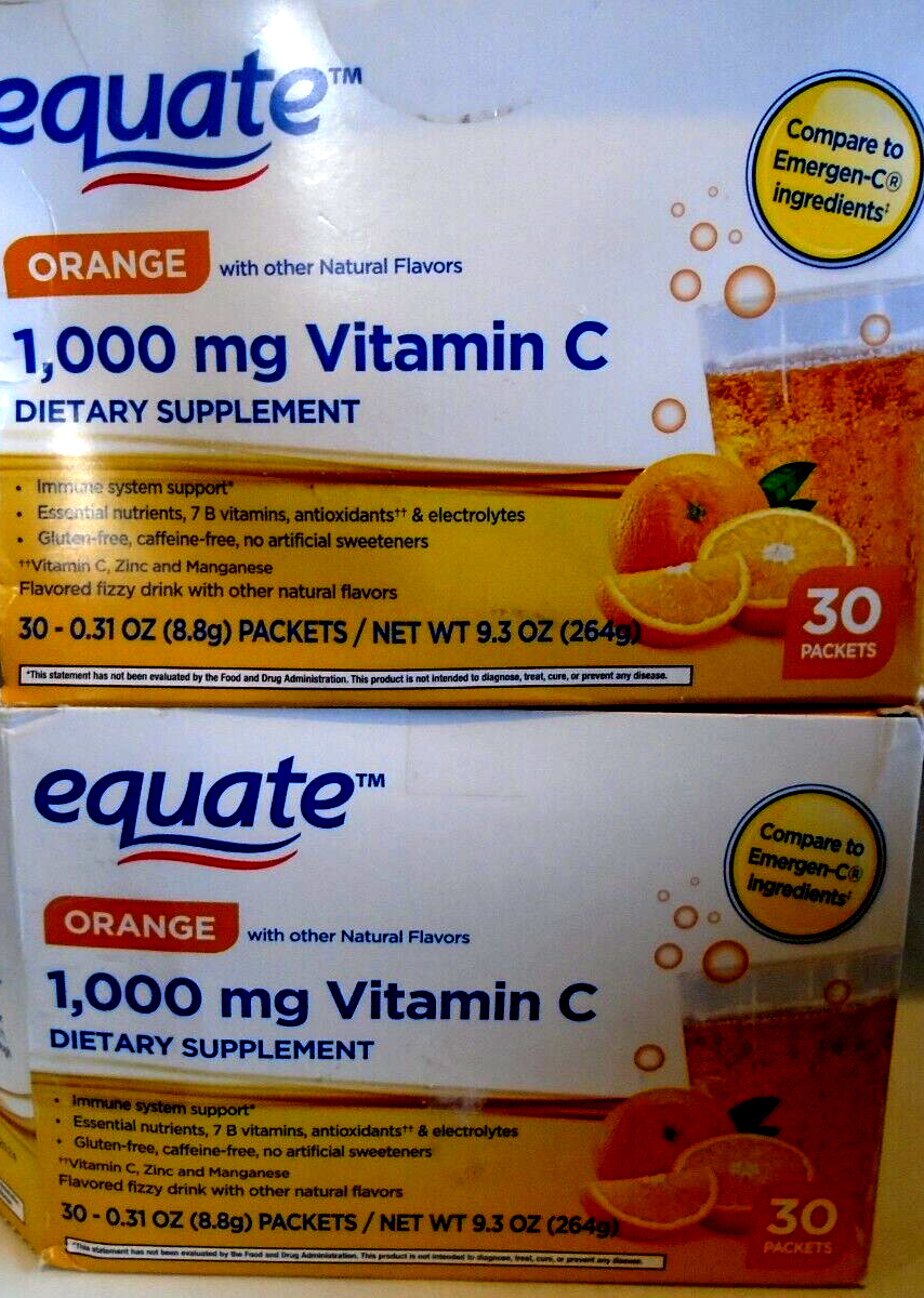 Vitamin C 1,000 mg Orange Drink Mix 1000mg 60 Equate Packets eBay