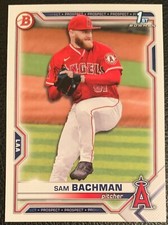 2021 BOWMAN DRAFT SAM BACHMAN LOS ANGELES ANGELS PROSPECT #BD-196 1ST BOWMAN