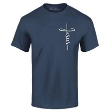 Jesus Cross Cursive Script Pocket Size T-shirt Jesus Shirt