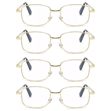 Gafas de Lectura para Hombre y Mujer con Montura Metálica Cuadrada Paquete de 4