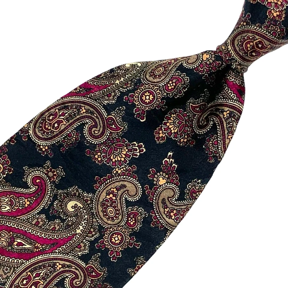 Patrick James черный галстук - многоцветный пейсли цветочный узор 100% Itay шелковый галстук - Изображение 4 из 4