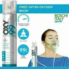 Oxy99 Portable Oxygen Cylinder 6 liter Can Light Weight Boschi Italy Free Mask