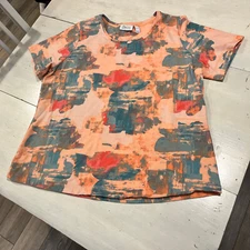 D & Co Active shirt women extra large XL Orange Green Pink Short Sleeve