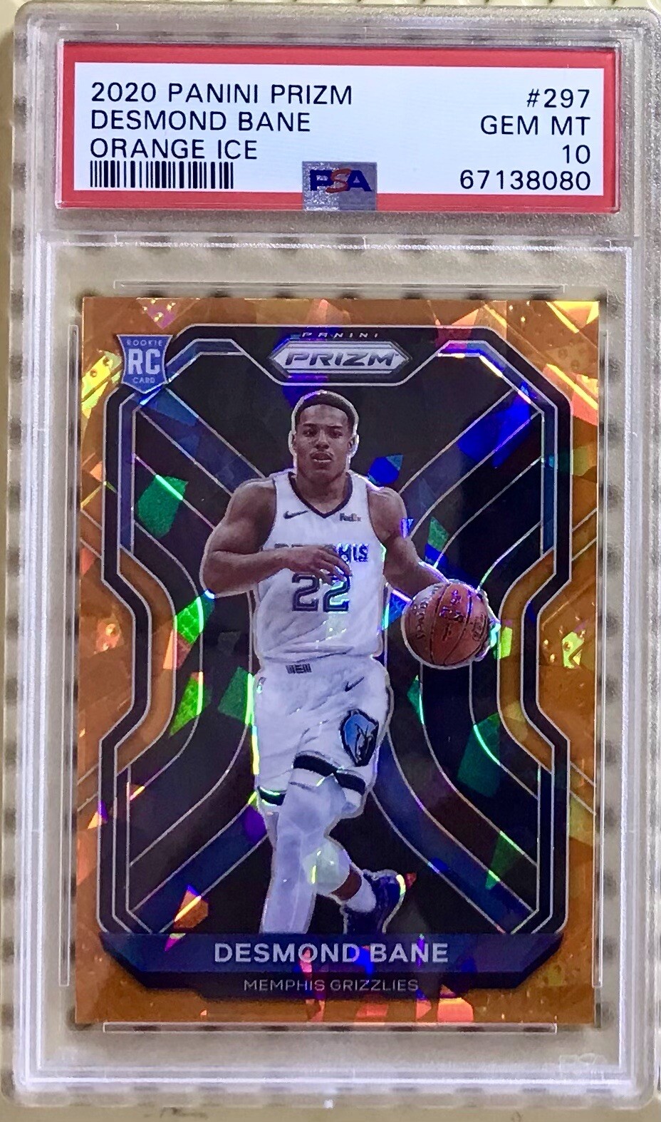 2020-21 Panini Prizm DESMOND BANE RC #297 Rookie Orange Ice Prizm PSA10 GEM MT