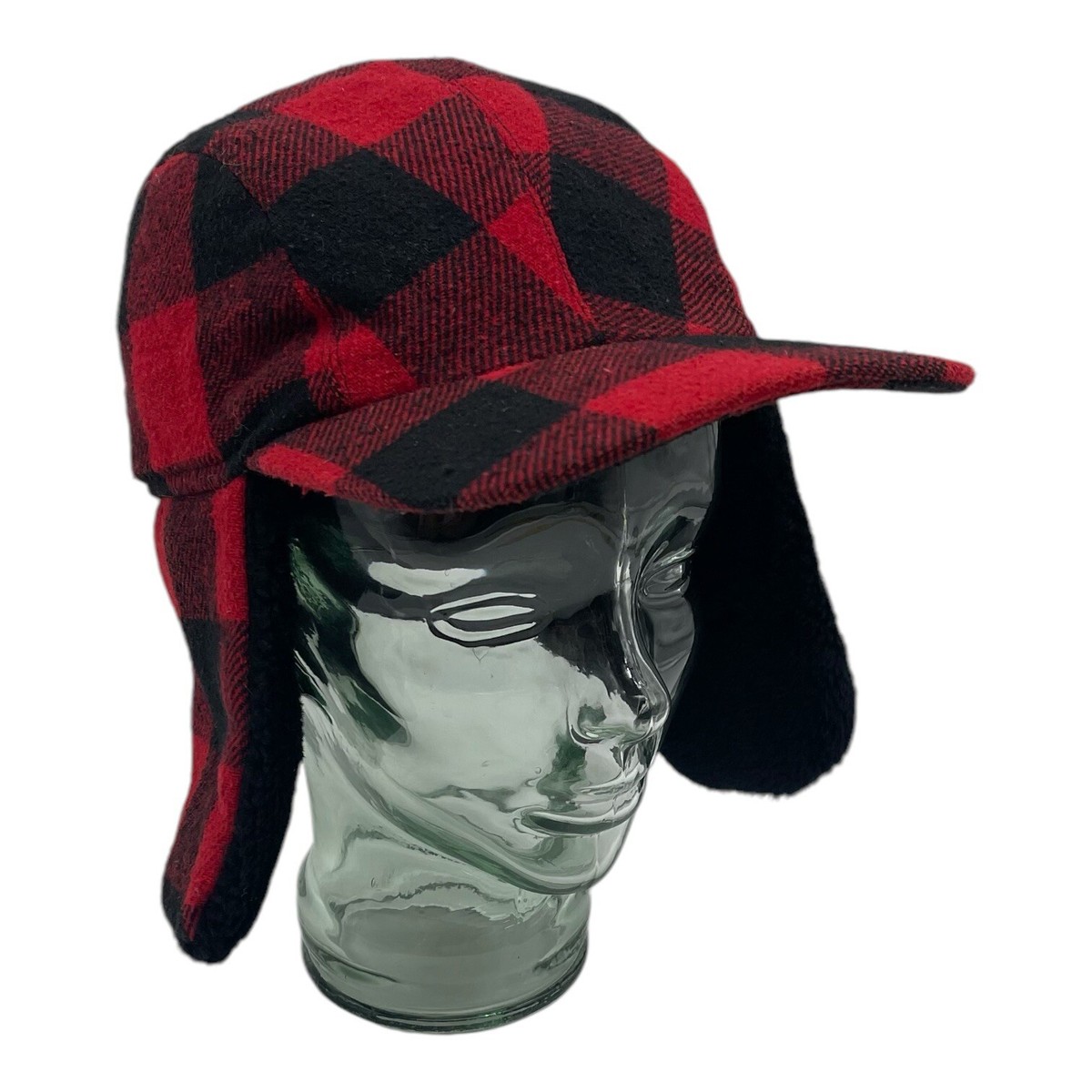 Hunting Hat Red Flannel Hat With Ear Flaps Big Bill Plaid Wool