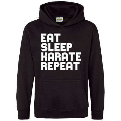 Jungen Eat Sleep Karate Repeat Hoodie Spruch Geburtstag Cool Kampfsport Geschenkidee