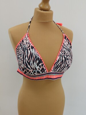 New Accessorize by Monsoon Animal Print Bikini Top UK 16 EU 44 Neon Festival