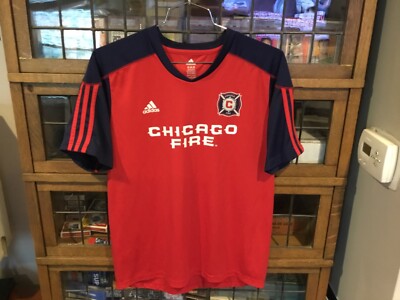 Chicago Fire MLS ADIDAS SPELL OUT Graphic Jersey T-Shirt SZ Youth
