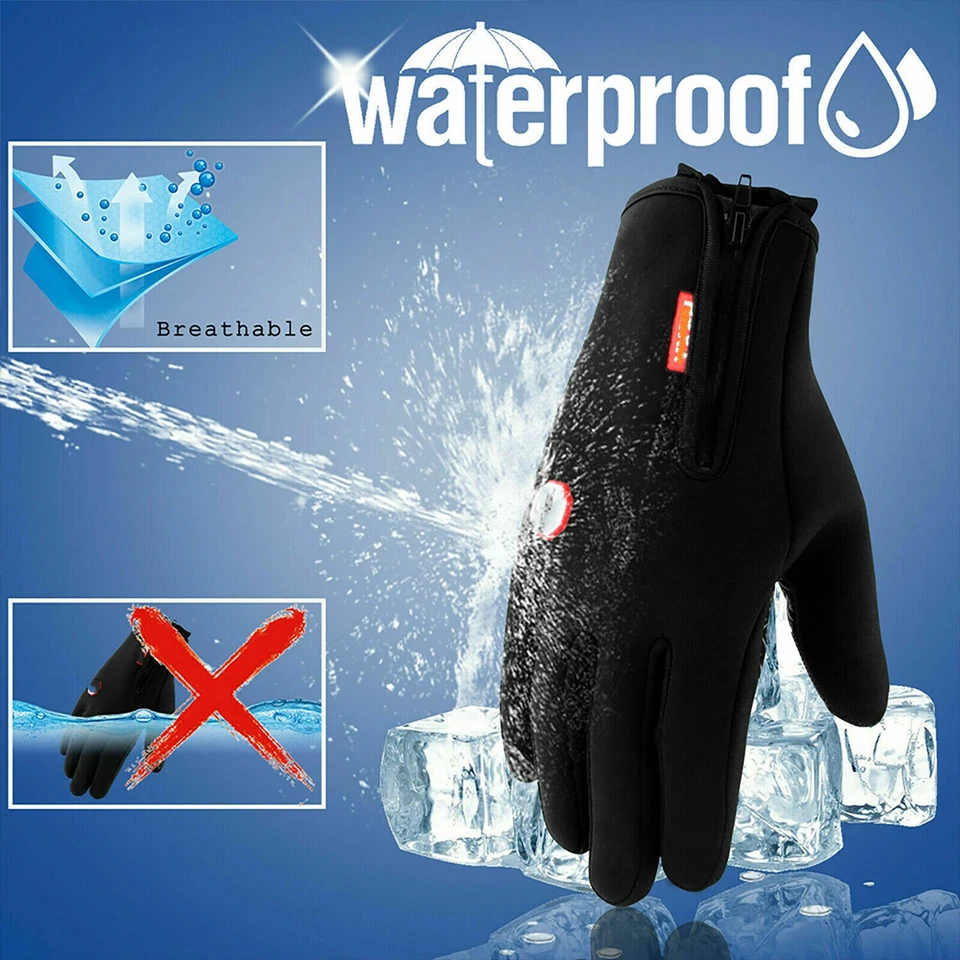 Thermal Windproof Waterproof Winter Gloves Touch Screen Warm Mittens Men Women - Image 3 of 4