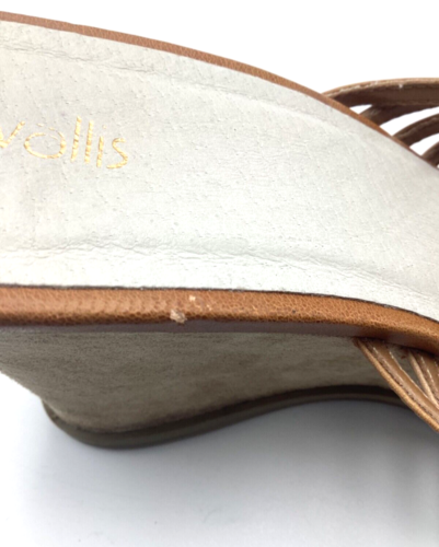 Wallis Womens Ladies Tan Leather Wedge Heel Strappy Mule Sandals Size UK 6 Used - Picture 12 of 14
