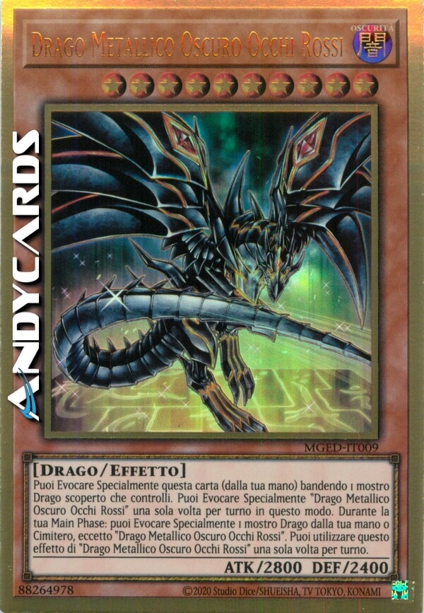 DRAGO METALLICO OSCURO OCCHI ROSSI • Oro Premium Art • MGED IT009 • Unl • Yugioh