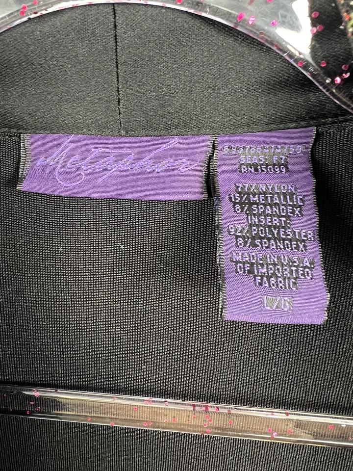 Chaqueta Blazer Metaphor Para Mujer Talla L Negra/Roja/Dorada Metálica Brillante Manga Larga Foto 2 de 4