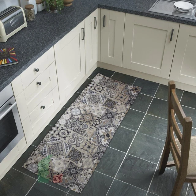 Tappeto Runner Cucina 3.8 Metri: Passatoia Moderna Antiscivolo Lavabile In Lavatrice, Stile Astratto, 120x380 Cm