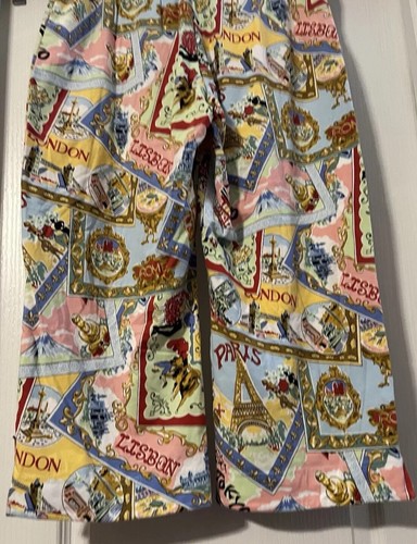 NICK&NORA Capri Pajama Pants Women Med Multicolor World Countries Paris! Rare - Picture 9 of 15