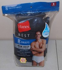 New SMALL- 8 Pack HANES BEST "Tagless Mens Wicking Cool Comfort Flex Briefs"