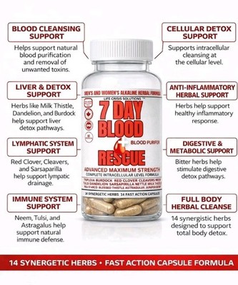 7 DAY ADVANCED BLOOD PURIFER CAPSULES-CHRONIC DISEASES MASTER HERBALIST FORMULA 