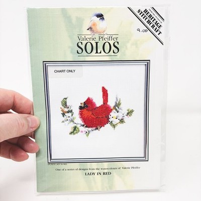 ''Lady in Red'' Solos Cross Stitch Pattern Flyer by Valerie Pfeiffer